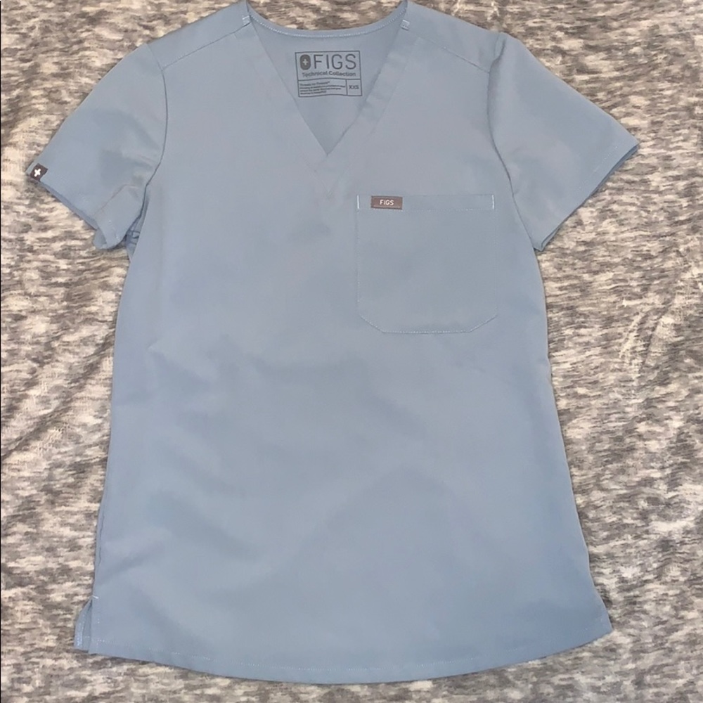 FIGS Dusty Blue Scrub Top